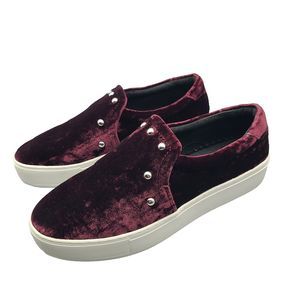 Rebecca Minkoff Noelle Velvet Platform Sneaker Red Wine Silver Stud Chunky Sz 9
